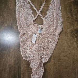 HAH Lace Pink Bodysuit Bnwt